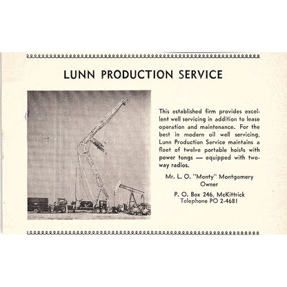 Lunn Production Service L.O. "Monty" Montgomery - Taft CA 1965 Ad AF8-H2