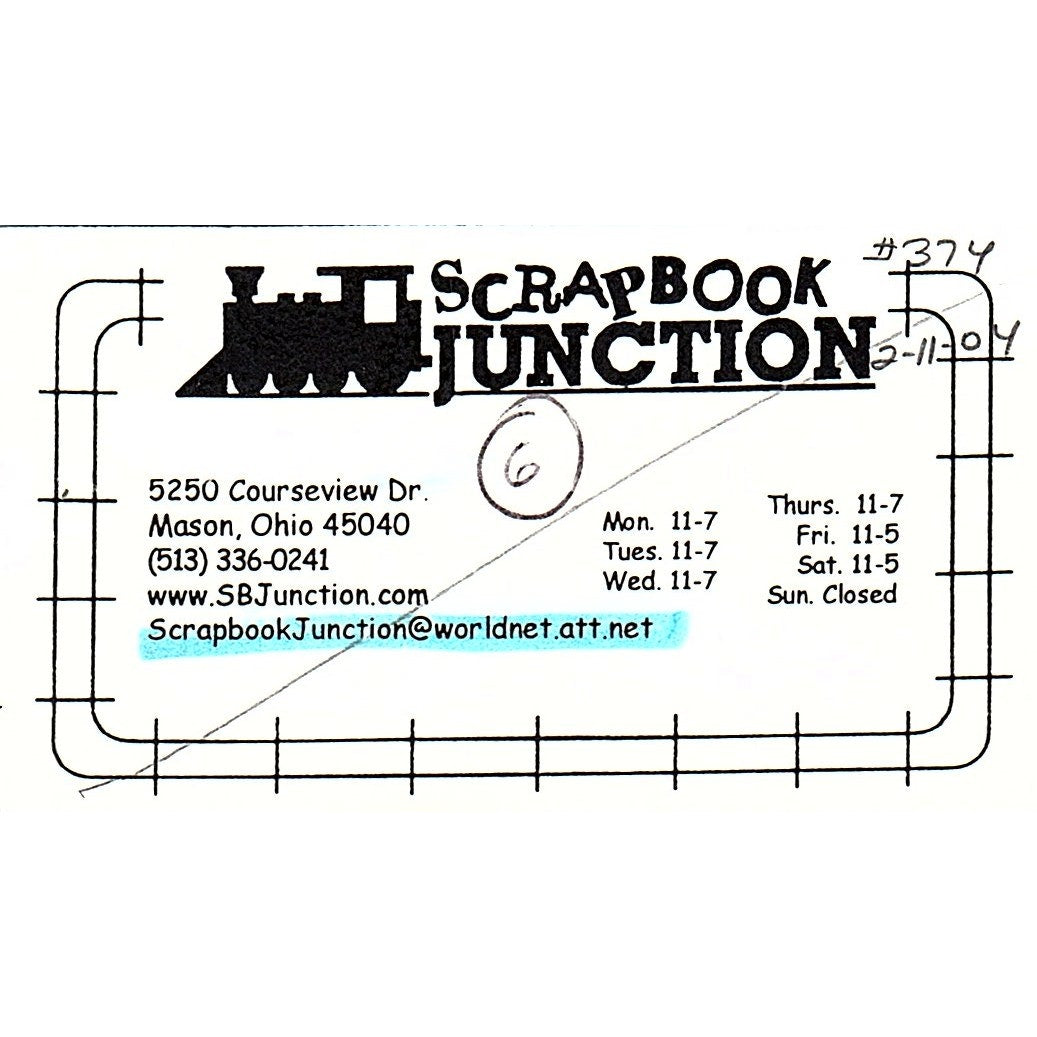 Scrapbook Junction Mason OH Vintage Business Card SC9-B11