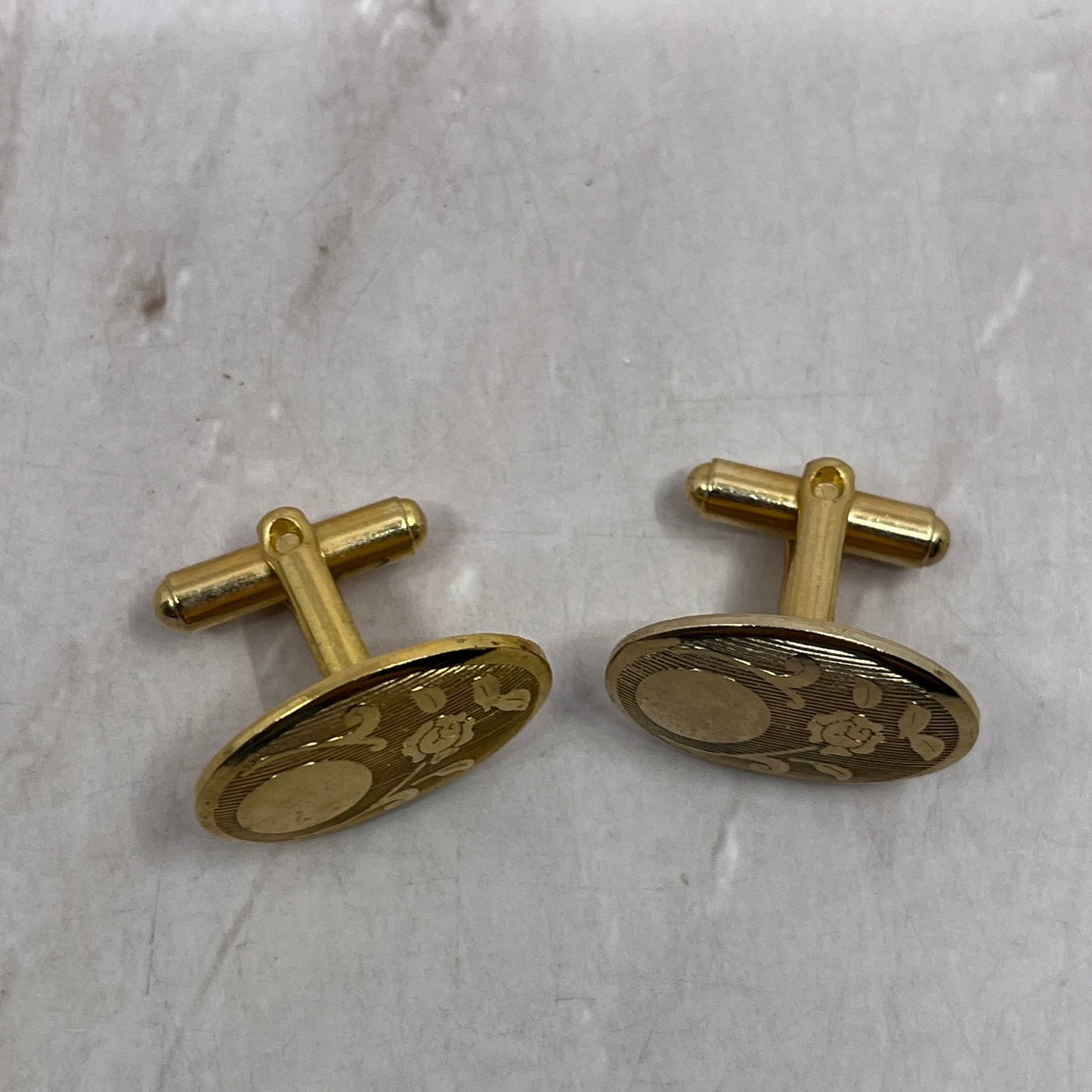 Vintage Gold Tone Textured Art Nouveau Cufflinks Cuff Link Set SF4