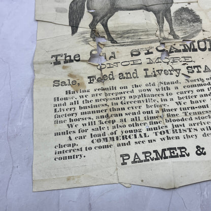 Parmer & Sons Livery & Stable Broadside Advertisement 9x12" Greenville AL AF9-4