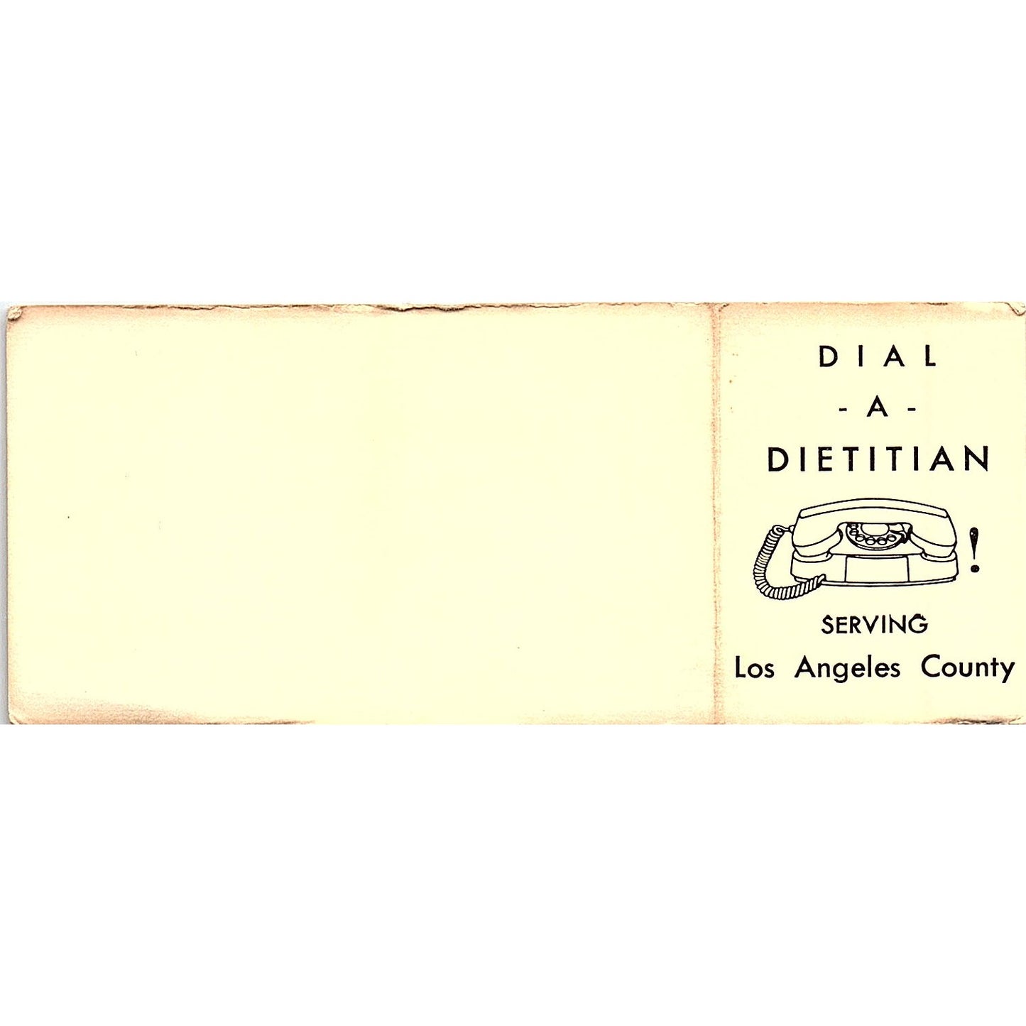 Dial a Dietician Serving Los Angeles County Vintage Business Card SD9-B9