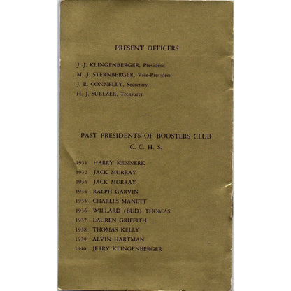 1941 Lettermen's Banquet Program Catholic Community Center Fort Wayne IN AB9