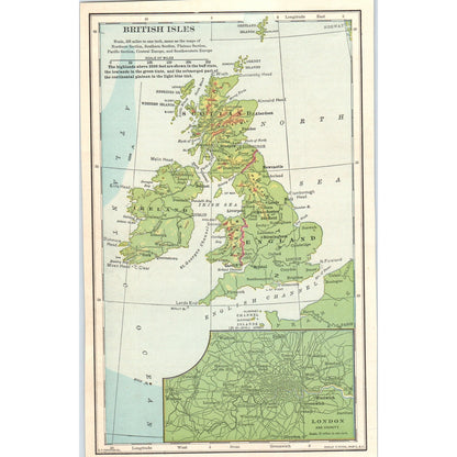 Map of the British Isles 1901 Engraving AF2-A6