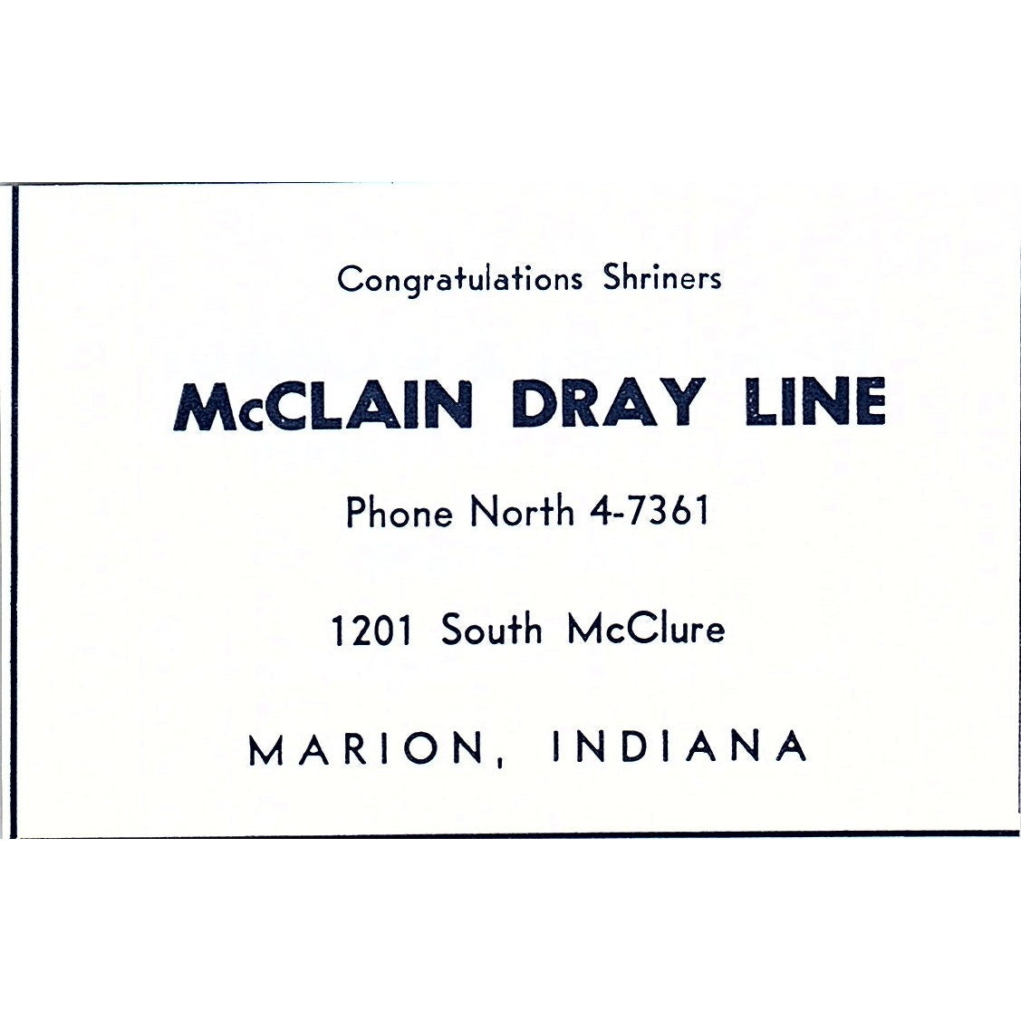 McClain Dray Line 1201 South McClure Marion Indiana 1964 Ad AG1-M5