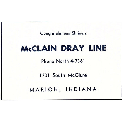 McClain Dray Line 1201 South McClure Marion Indiana 1964 Ad AG1-M5