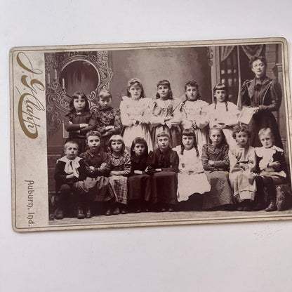 Girl's School Class Photo Auburn IN Antique Victorian CDV Card TK3-P