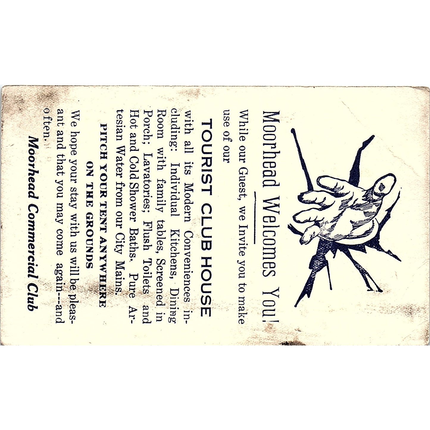 Tourist Club House Moorhead MN Moorhead Commercial Club Business Card AG2-M15