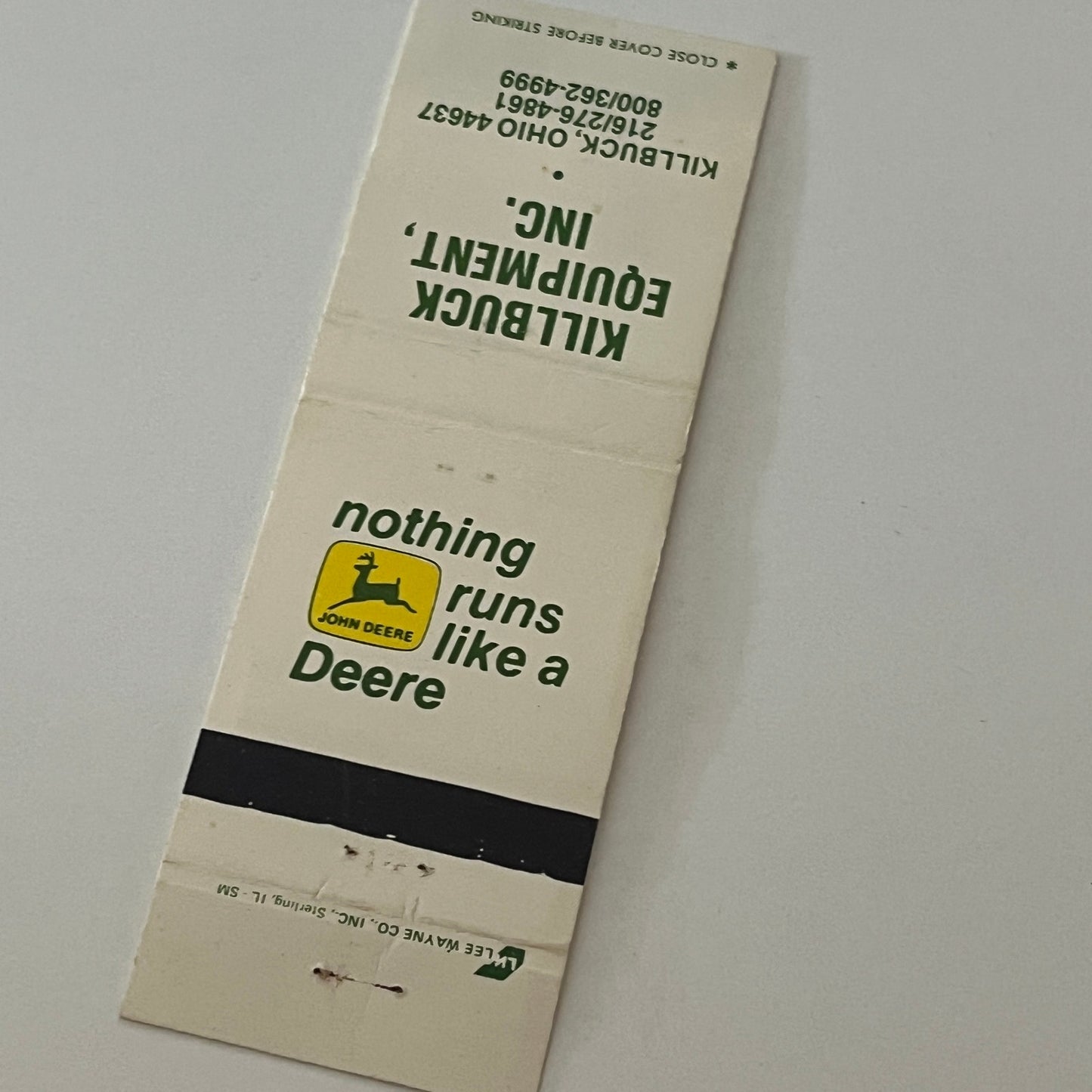 Killbuck Equipment Inc Killbuck Ohio John Deere Matchbook Cover MM5-9