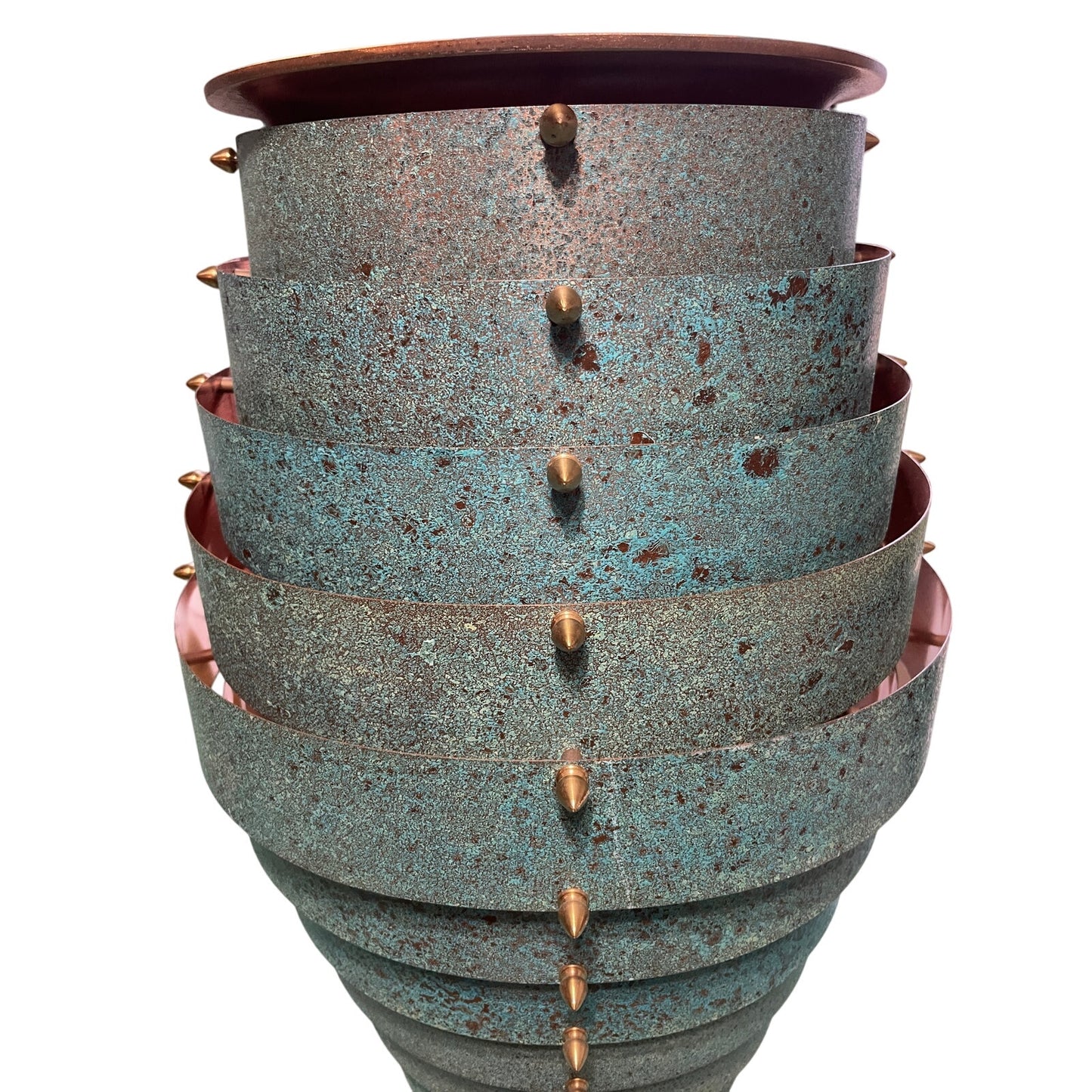 Original Frank Stone Art Hanging Light Fixture Copper Brutalist MCM Signed 21"