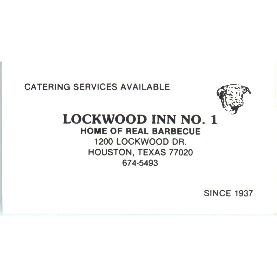 Lockwood Inn No. 1 Barbeque Houston TX Vintage Business Card SD8-B9