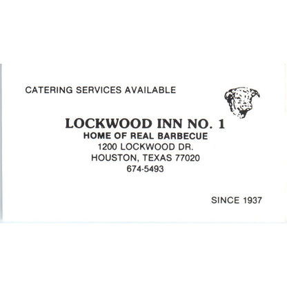 Lockwood Inn No. 1 Barbeque Houston TX Vintage Business Card SD8-B9