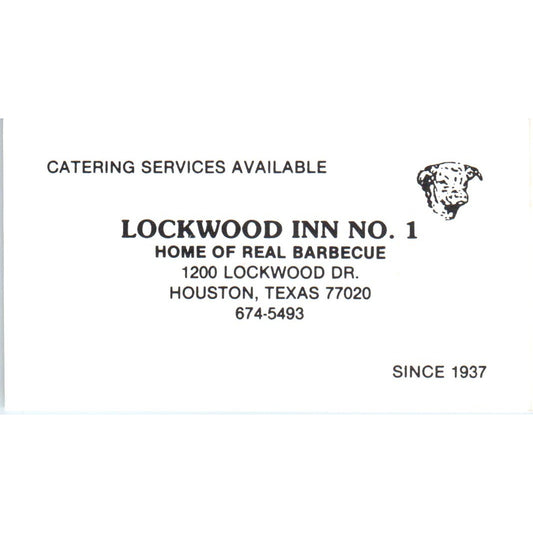Lockwood Inn No. 1 Barbeque Houston TX Vintage Business Card SD8-B9