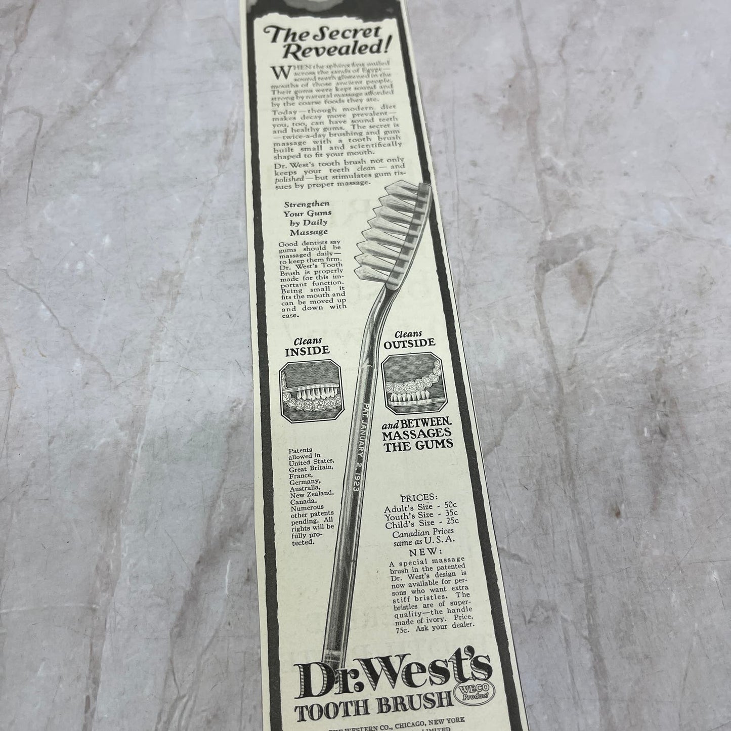 Dr. West's Toothbrush The Western Co Chicago NY 1924 Magazine Ad FL6-11
