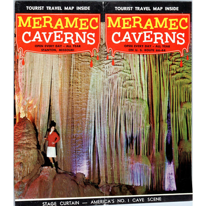 1950s Meramec Caverns Stanton Missouri Fold Out Map and Travel Brochure TJ5-TB