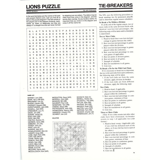 1981 Detroit Lions Word Search Puzzle 8x11" 1981 Ad D26