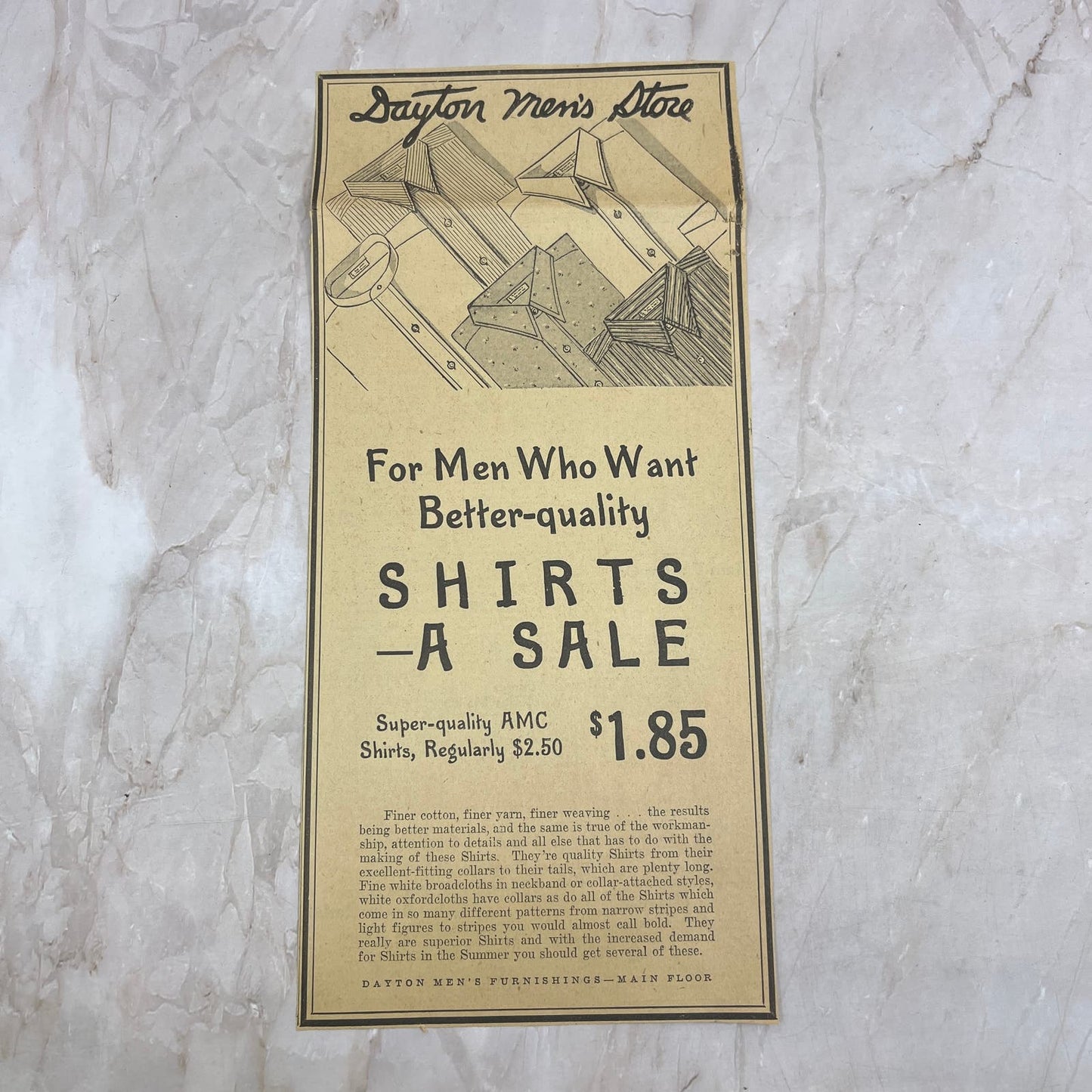 Dayton Men's Department Store 6x11" 1935 Minneapolis Journal Advertisement D10