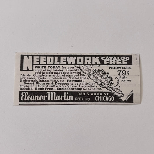 Eleanor Martin Needlework Chicago IL 1936 Ad SAG4-M4
