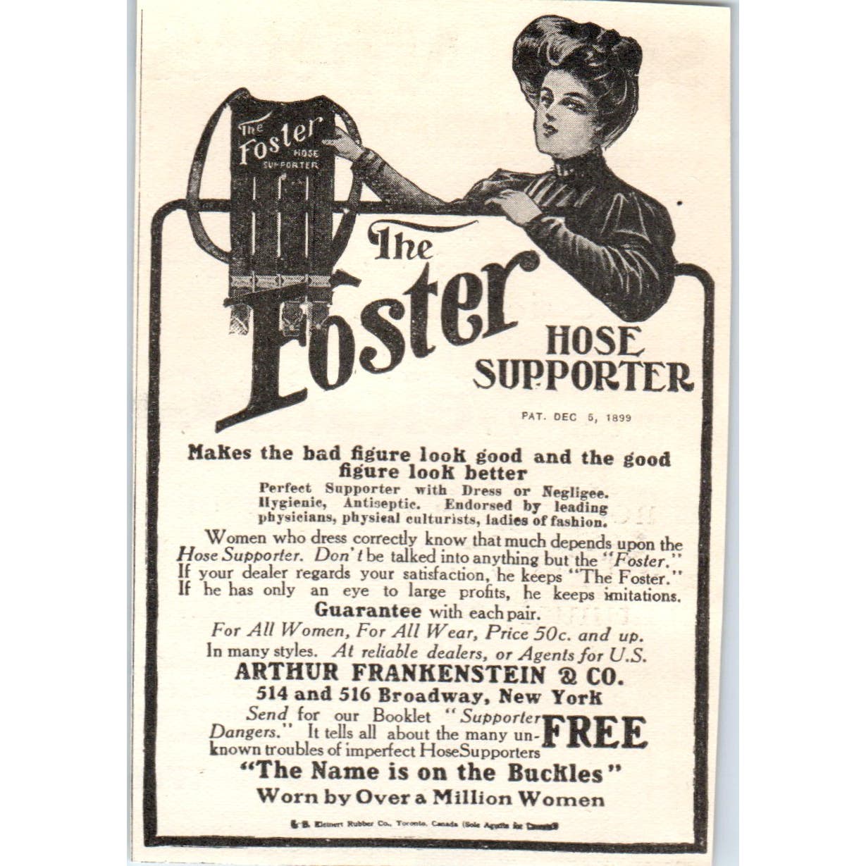 Foster Hose Supporter Arthur Frankenstein NY c1905 Original Advertisement AE7-A1
