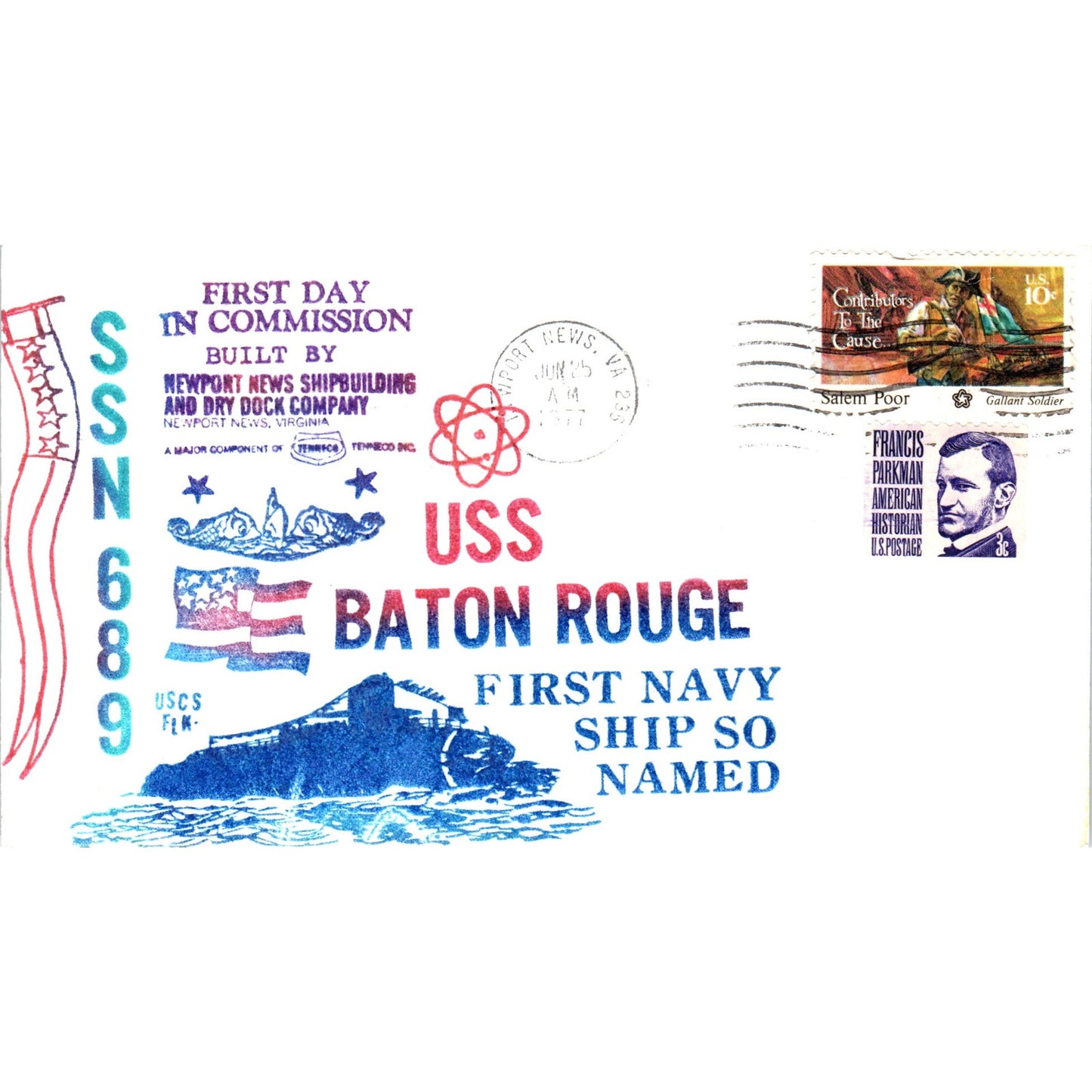 1977 USS Baton Rouge First Day in Commission Postal Cover Envelope TG7-PC3-2