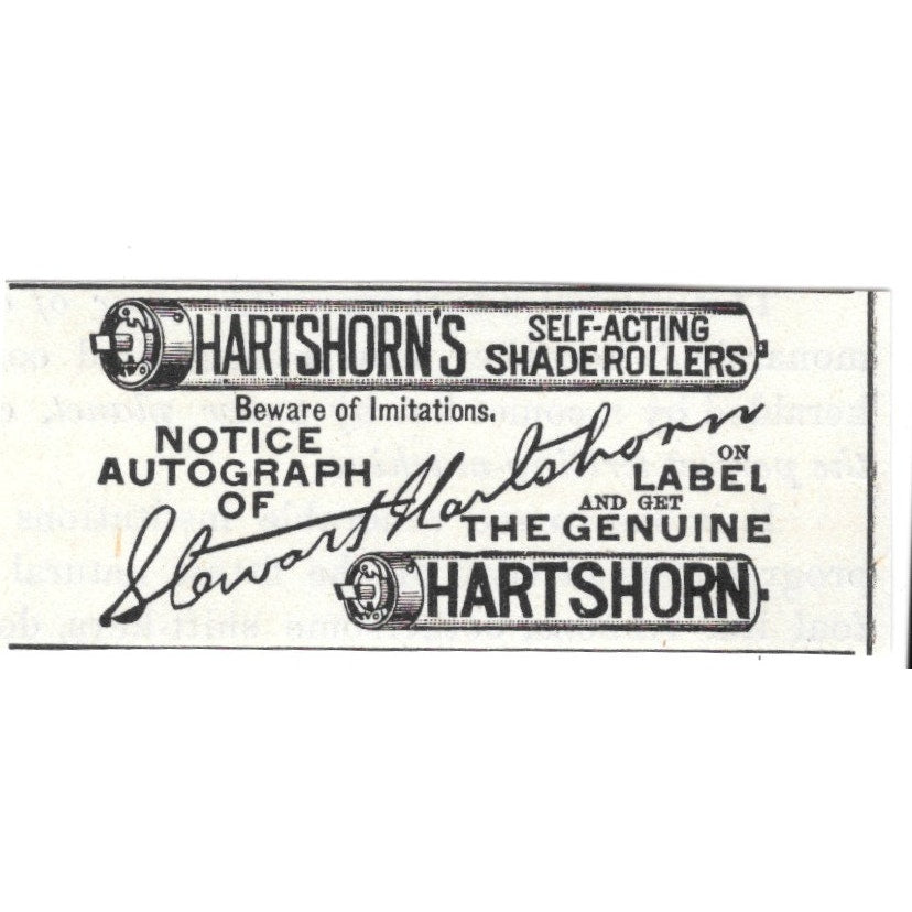 Stewart Hartshorn's Self-Acting Shade Rollers Window Shades 1892 Ad AG2-S19