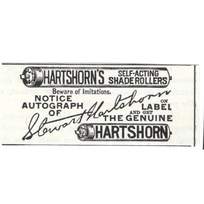 Stewart Hartshorn's Self-Acting Shade Rollers Window Shades 1892 Ad AG2-S19