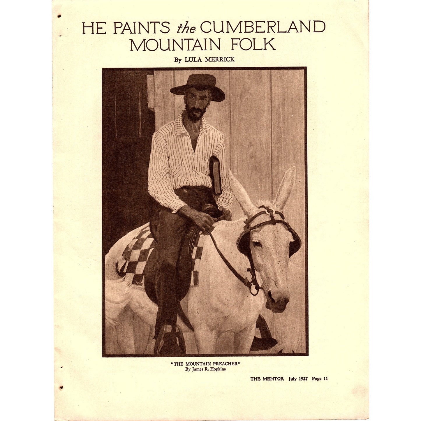 James R. Hopkins Cumberland Mountain Folk Lula Merrick 2 Page Article 1927 AG3-6