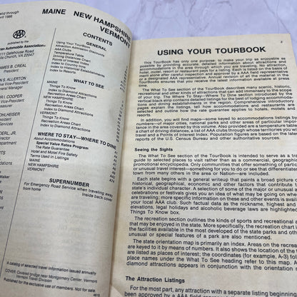 1985 AAA Maine, New Hampshire, Vermont TourBook Travel Guide Book TH2-BO1