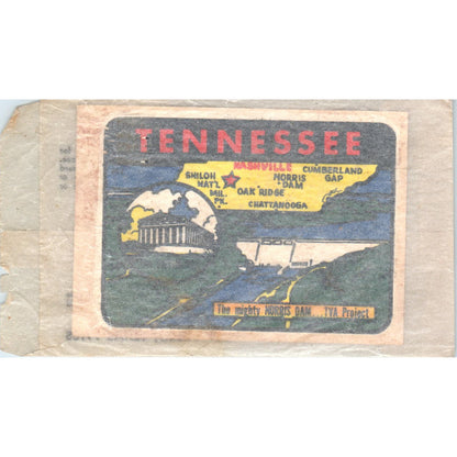 Vintage Tennessee Travel Sticker Decal Unused 3x4 in Bag AE7