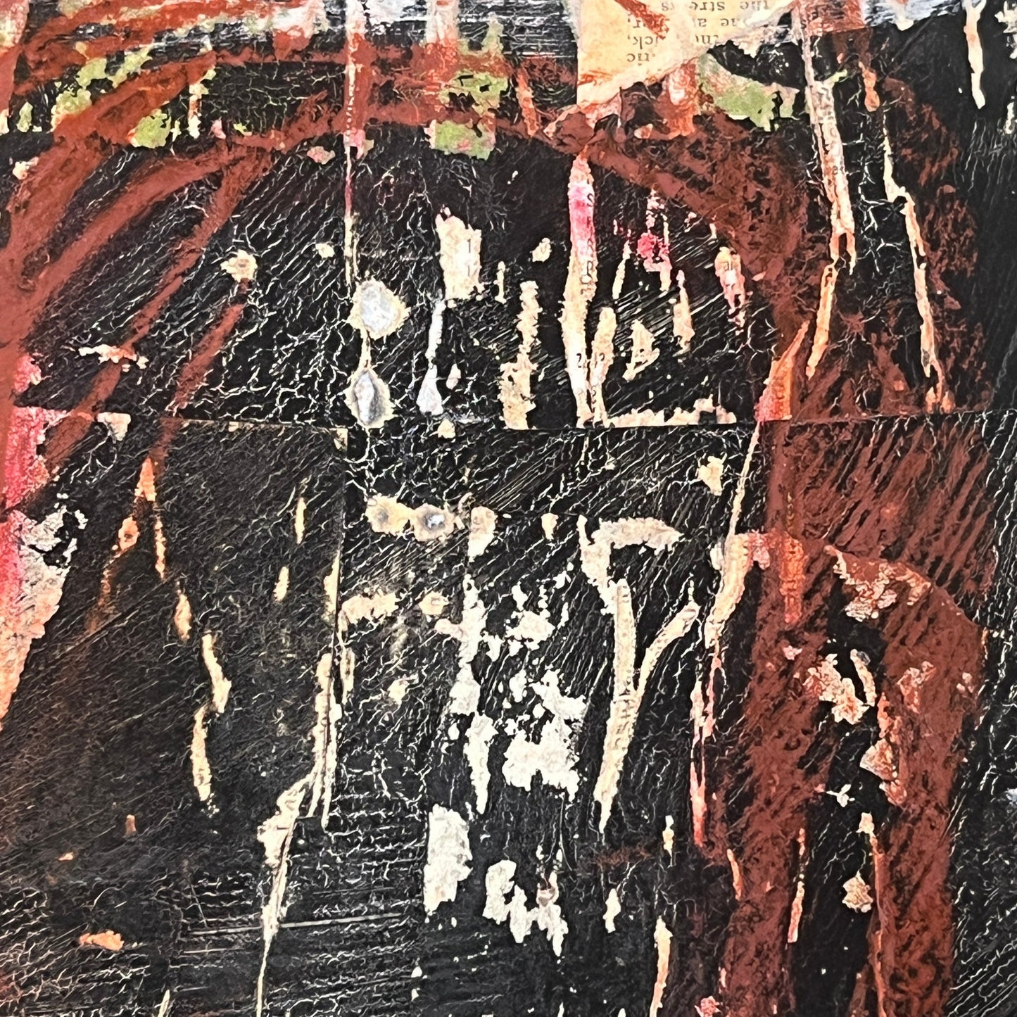 Original Grunge Minimalist Modern Art Collage Painting 8.5x11 "Tube" Signed