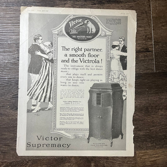 1917 Victor Supremacy Victrola Talking Machine Camden NJ Magazine Ad 10x13 V9