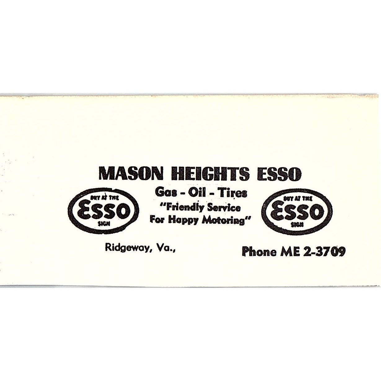 Mason Heights Esso Gasoline Ridgeway VA 1960s Ad AG2-M3