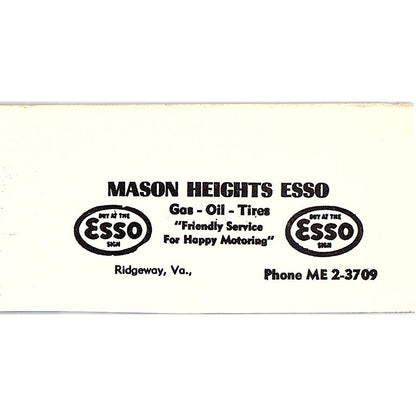 Mason Heights Esso Gasoline Ridgeway VA 1960s Ad AG2-M3