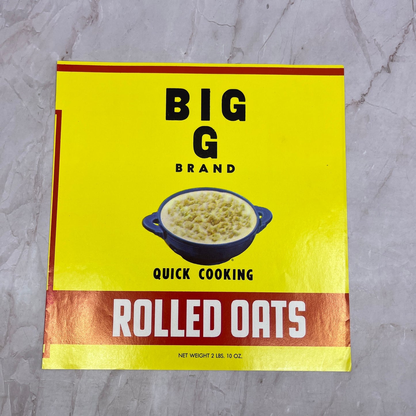 Big G Brand Rolled Oats Label B.G. Grocery & Nut Co Kearny NJ A19