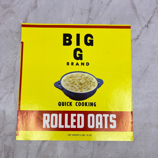 Big G Brand Rolled Oats Label B.G. Grocery & Nut Co Kearny NJ A19