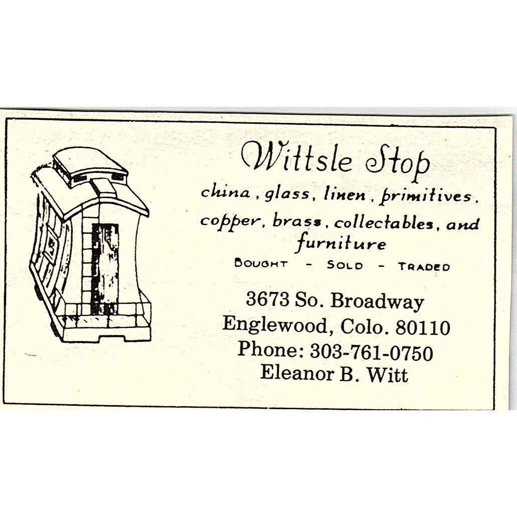 Wittsle Stop Antiques Eleanor B Witt 3673 S Broadway Englewood CO 1984 Ad AF9-S1