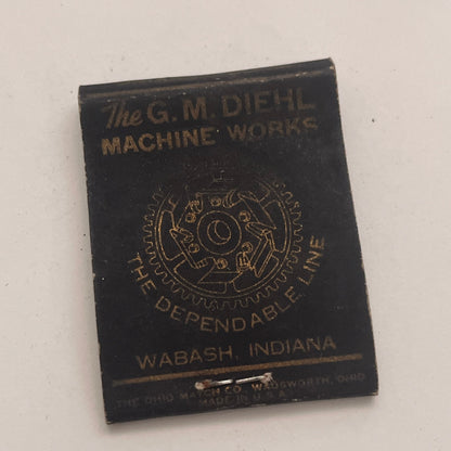 The G.M. Diehl Machine Works Wabash Indiana Vintage Matchbook Cover TB8-MB2-4