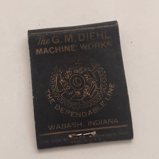 The G.M. Diehl Machine Works Wabash Indiana Vintage Matchbook Cover TB8-MB2-4
