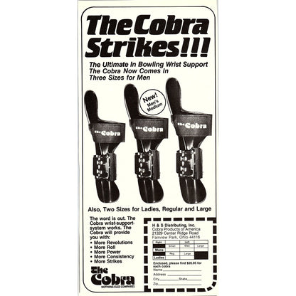 The Cobra - Bowling Wrist Support H&S Fairview Park OH 5x10" 1983 Ad AF6-17