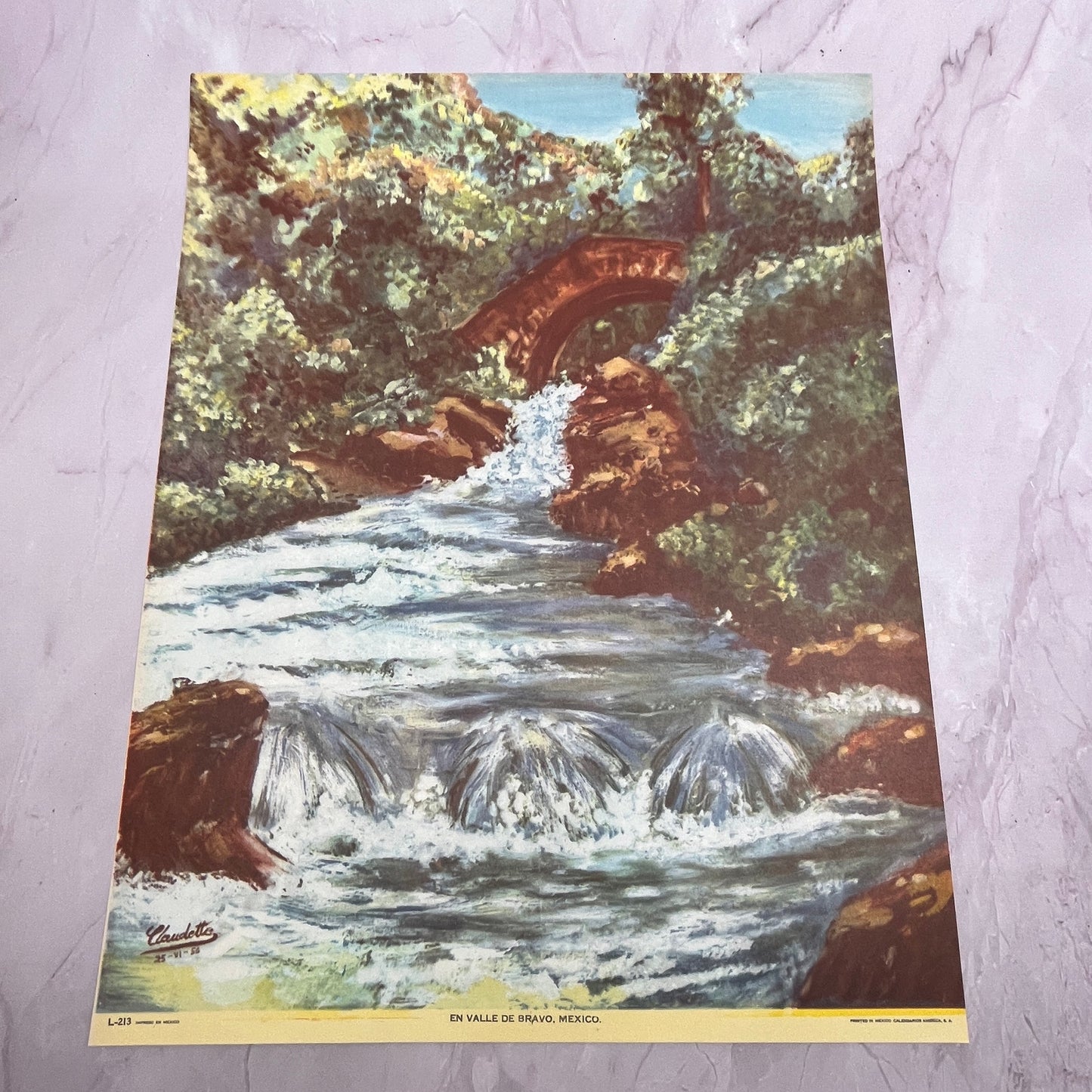 En Valle De Bravo, Mexico Claudette Vintage Mexican 12x14" Art Print V21