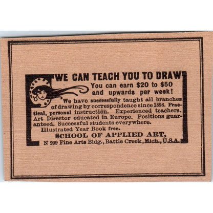 Learn To Draw School of Applied Art Battle Creek MI c1905 Victorian Ad AE9-MA10