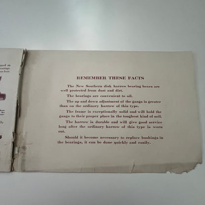 Antique International Harvester IH New Southern Disk Harrow Booklet TG2-OB