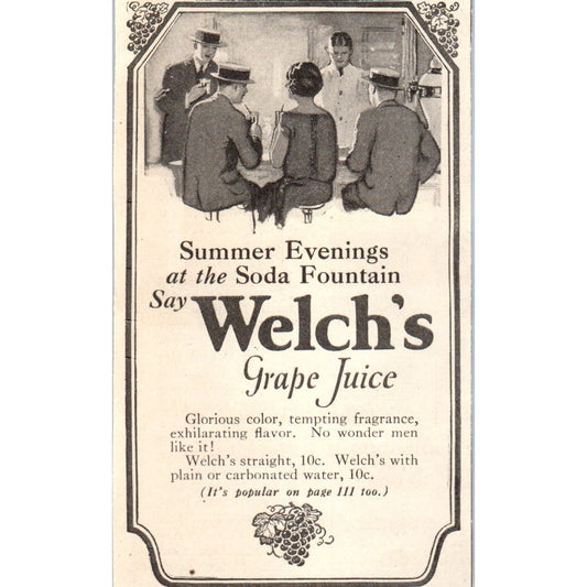 Welch's Grape Juice at the Soda Fountain 1924 Magazine Ad AF7-LJ1