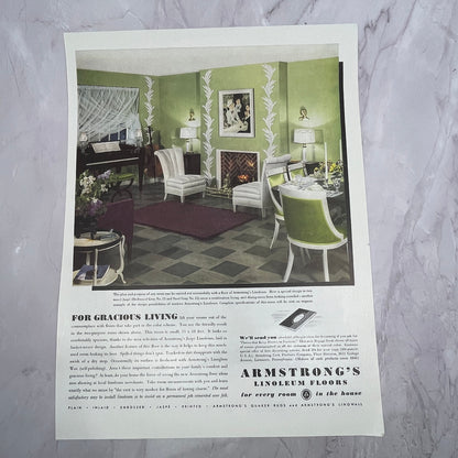 Armstrong Linoleum Floors Lancaster PA Vintage Ad 10x13 V17