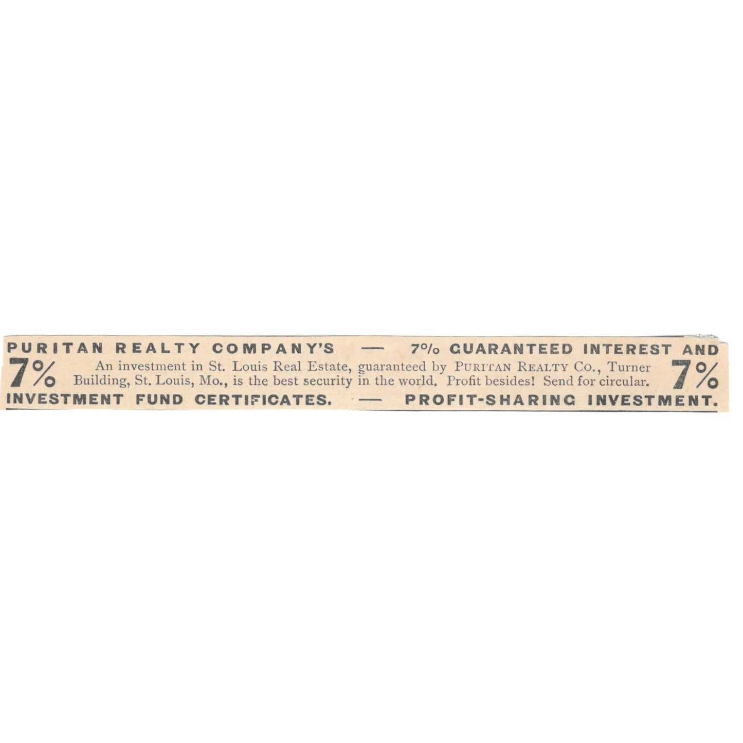 Puritan Realty Company St. Louis MO 1892 Magazine Ad AK6-H1