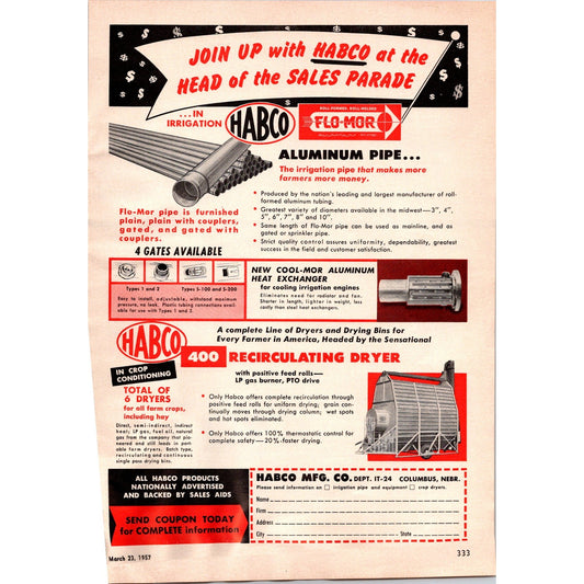 1957 Habco Mfg Co Flo-Mor Columbus Nebraska Ad I16