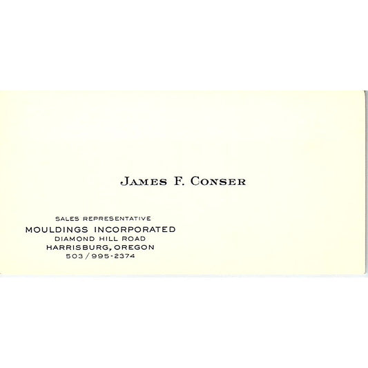 Mouldings Incorporated James F Conser Harrisburg OR Vintage Business Card SB4-B9