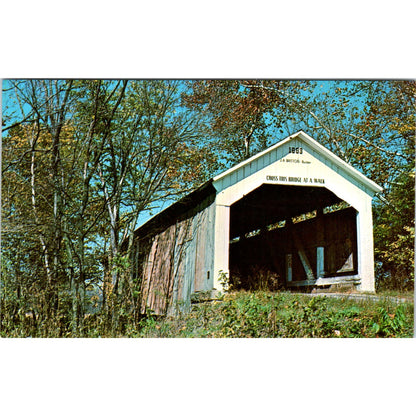 Sim Smith Bridge Parke County 23 IN Vintage Covered Bridge Postcard PD6