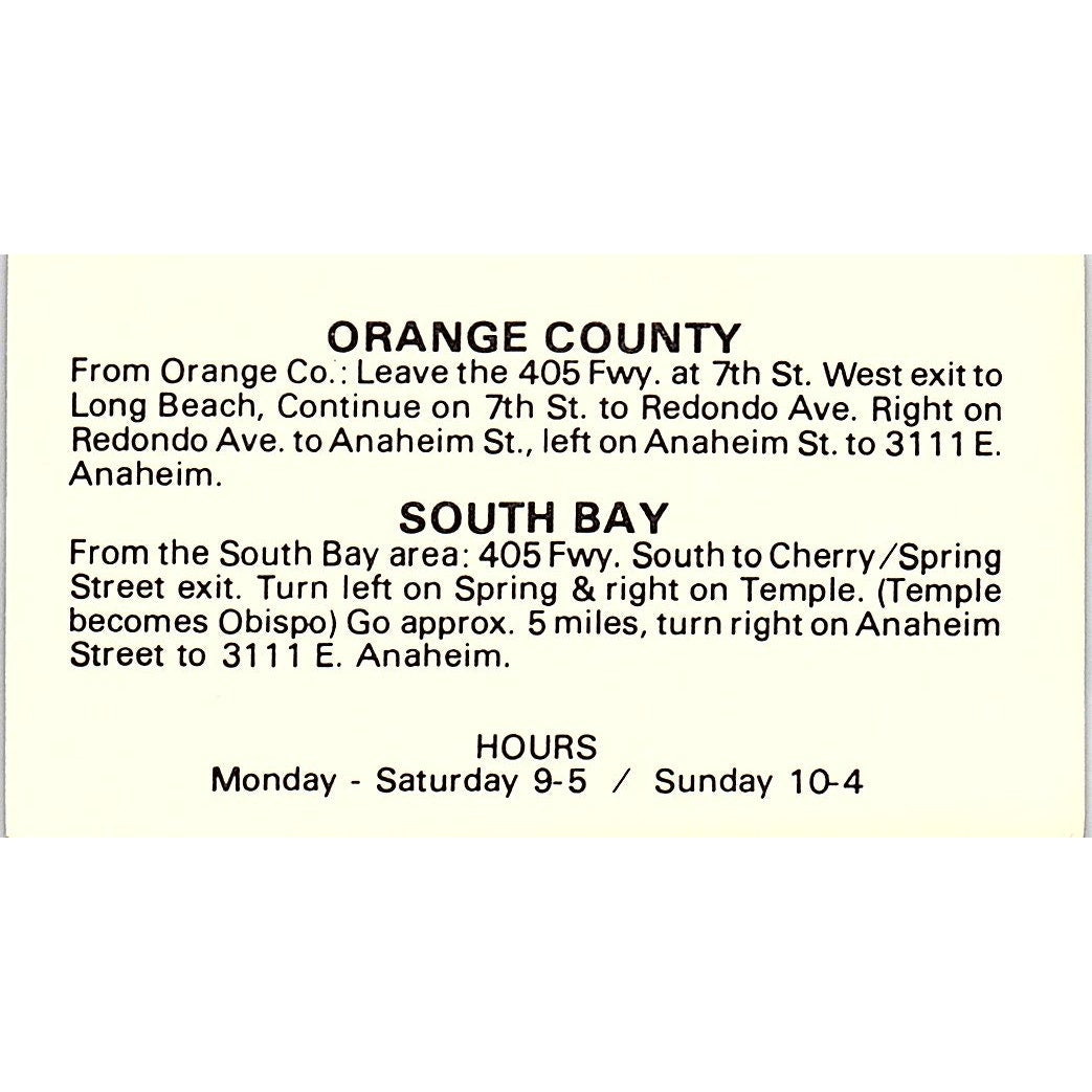 Fabric Barn Long Beach CA Vintage Business Card SD9-B14