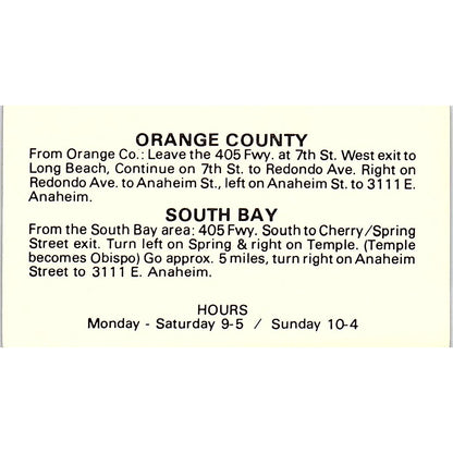 Fabric Barn Long Beach CA Vintage Business Card SD9-B14