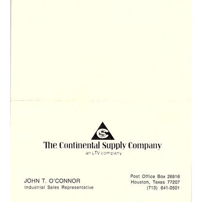 The Continental Supply Company John T O'Connor Houston TX  Business Card SB4-B11